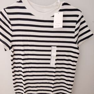 NWT A new day Striped Black and White Tee